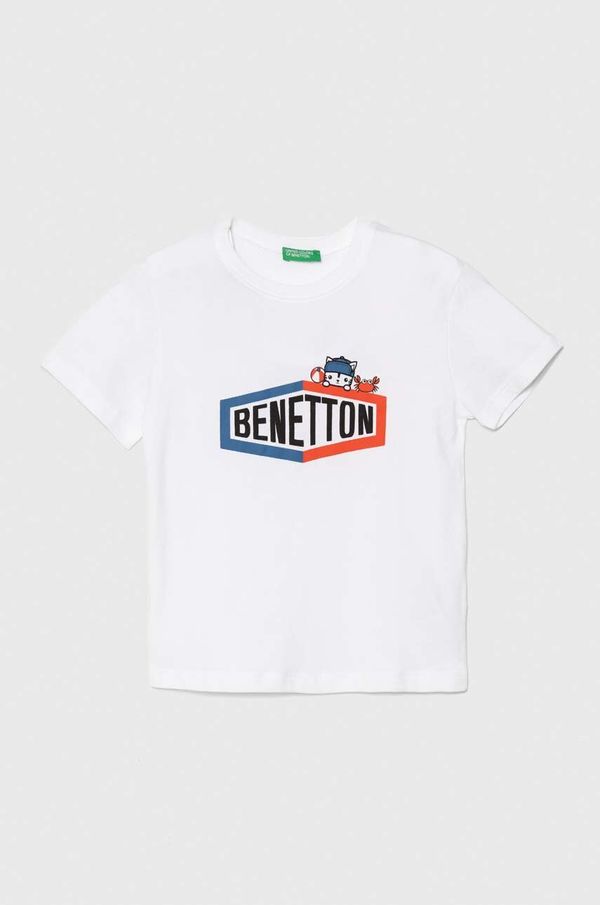 United Colors of Benetton Otroška bombažna kratka majica United Colors of Benetton bela barva