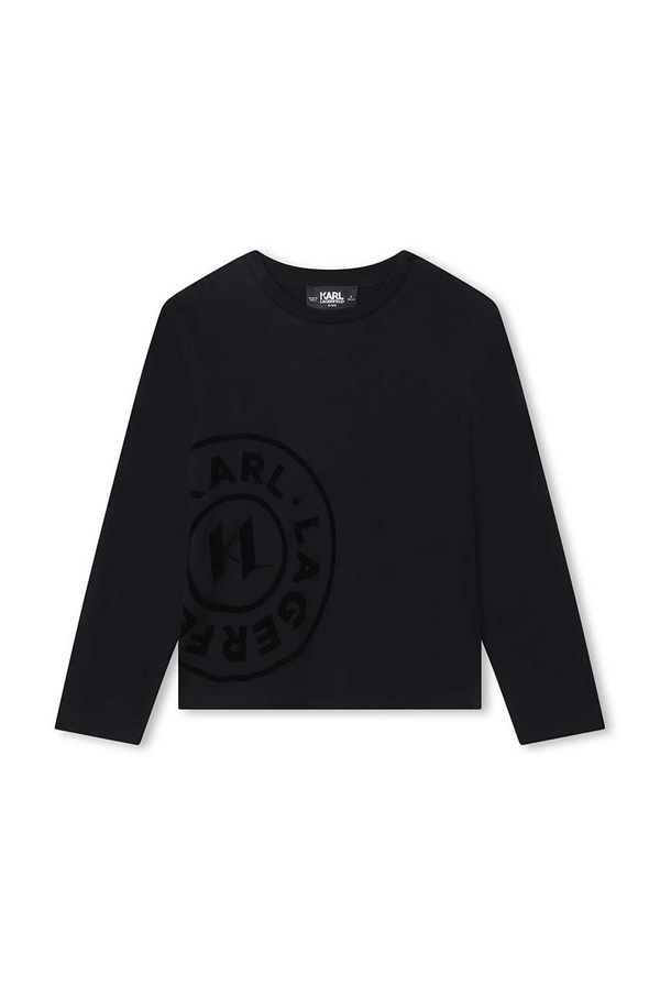 Karl Lagerfeld Otroška bombažna majica z dolgimi rokavi Karl Lagerfeld črna barva