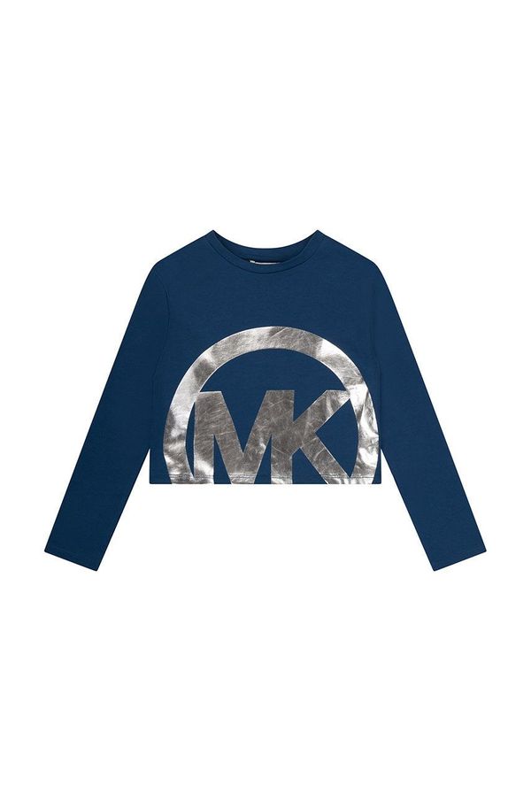 Michael Kors Otroška bombažna majica z dolgimi rokavi Michael Kors mornarsko modra barva