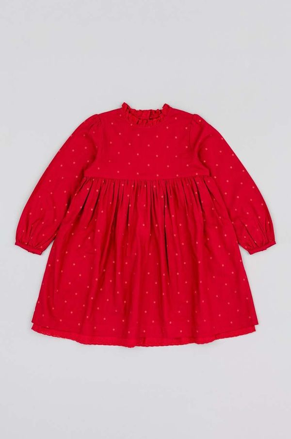 Zippy Otroška bombažna obleka zippy rdeča barva