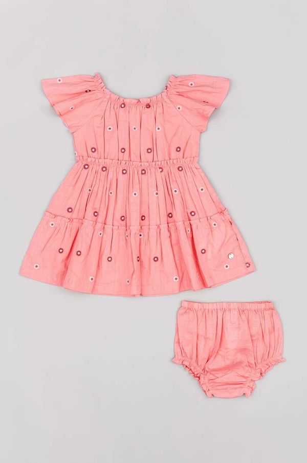 Zippy Otroška bombažna obleka zippy roza barva