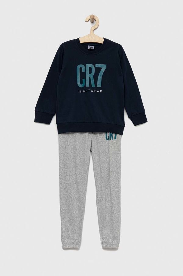 CR7 Cristiano Ronaldo Otroška bombažna pižama CR7 Cristiano Ronaldo mornarsko modra barva