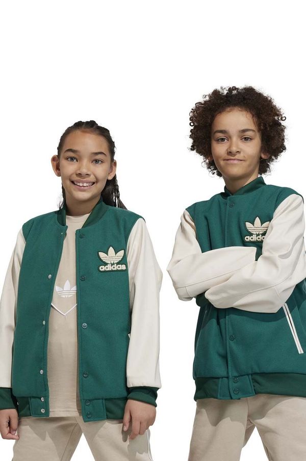 adidas Originals Otroška bomber jakna adidas Originals zelena barva