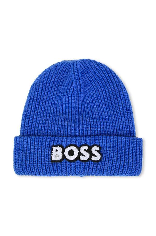 Boss Otroška kapa s primesjo volne BOSS mornarsko modra barva
