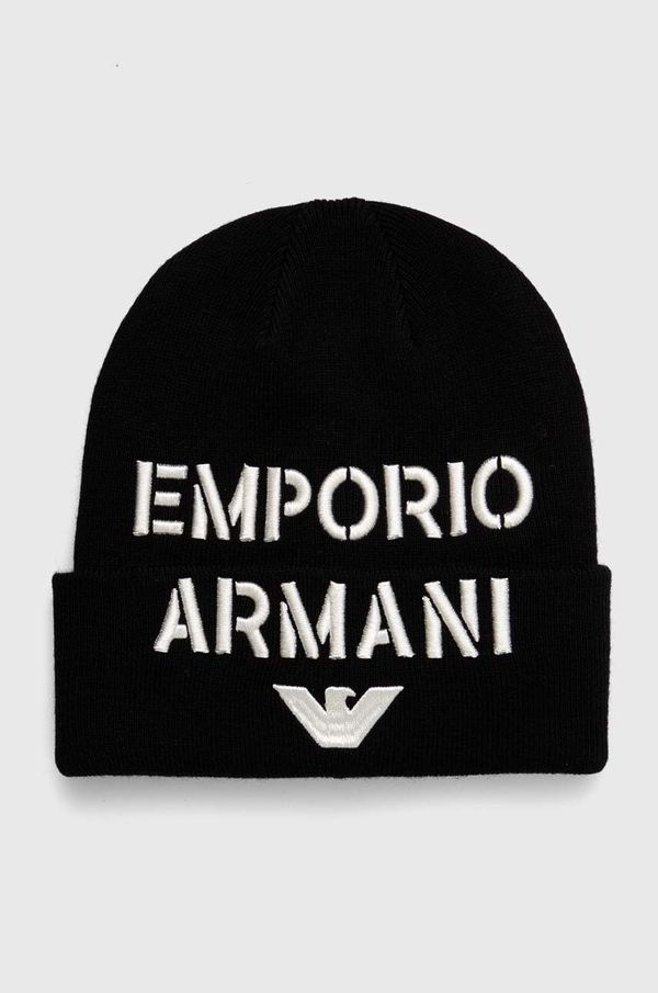 Emporio Armani Otroška kapa s primesjo volne Emporio Armani črna barva