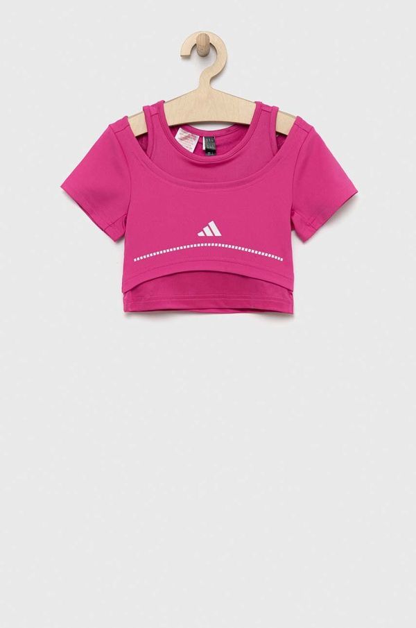 adidas Otroška kratka majica adidas G HIIT vijolična barva