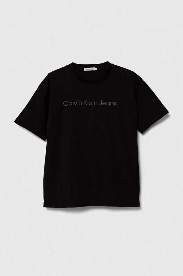 Calvin Klein Jeans Otroška kratka majica Calvin Klein Jeans črna barva