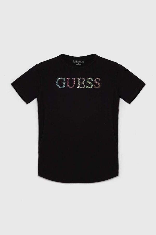 Guess Otroška kratka majica Guess črna barva