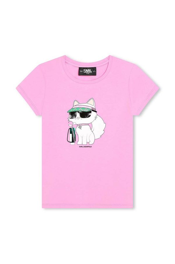 Karl Lagerfeld Otroška kratka majica Karl Lagerfeld roza barva