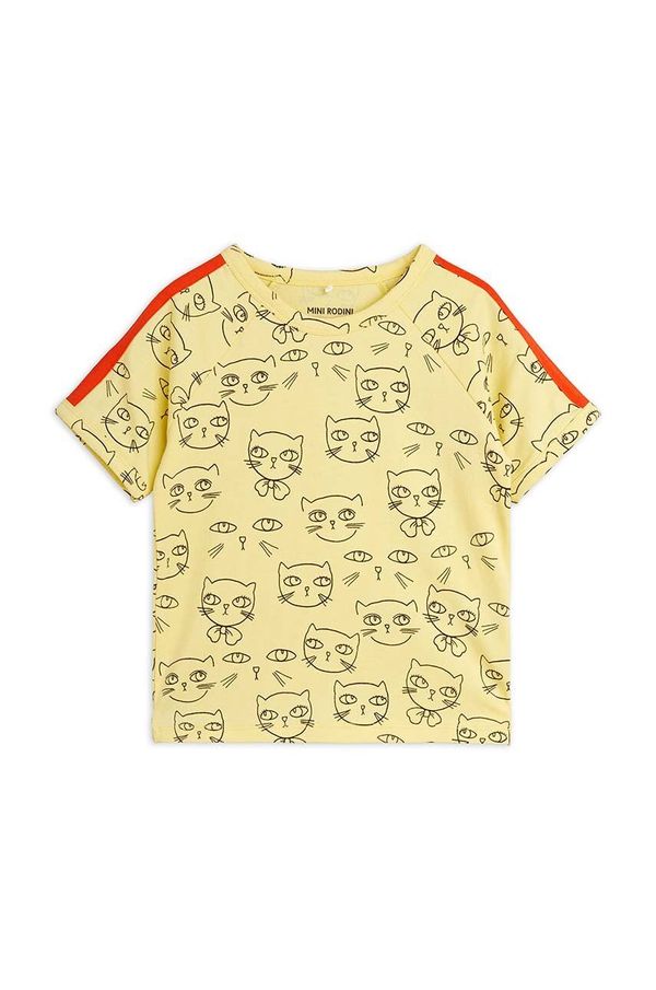 Mini Rodini Otroška kratka majica Mini Rodini rumena barva