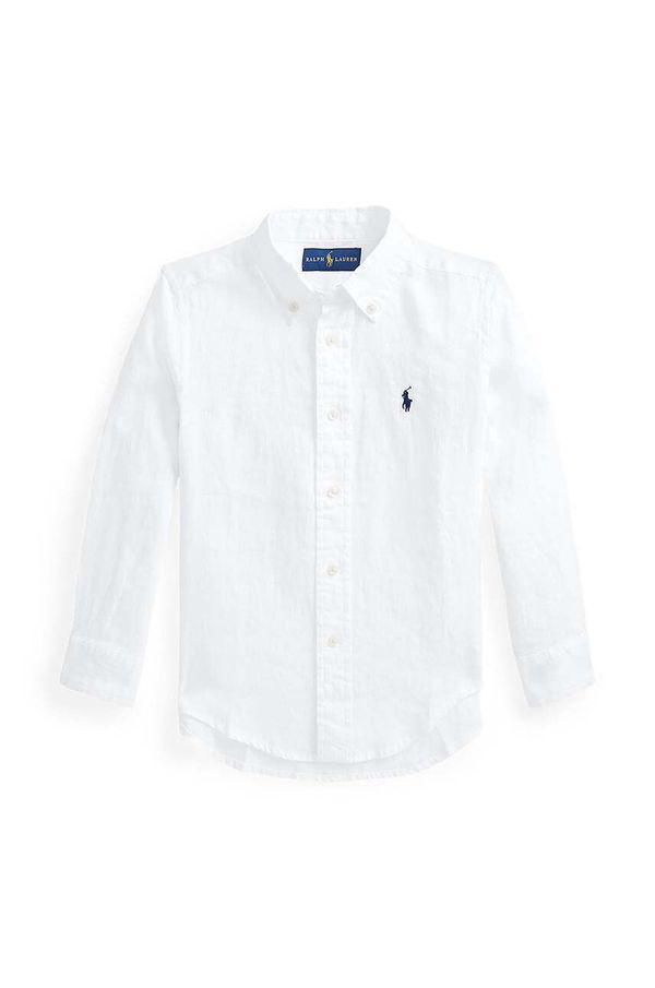 Polo Ralph Lauren Otroška lanena srajca Polo Ralph Lauren bela barva