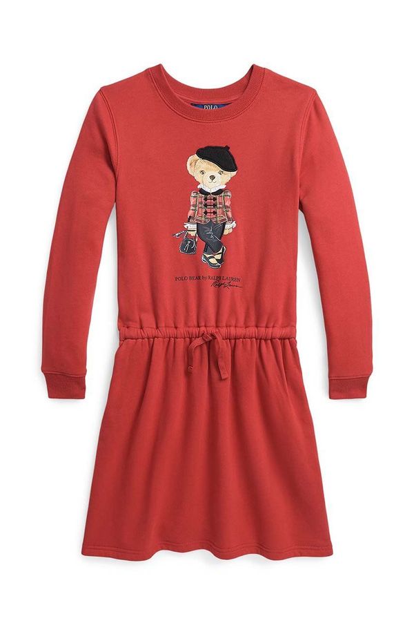 Polo Ralph Lauren Otroška obleka Polo Ralph Lauren rdeča barva