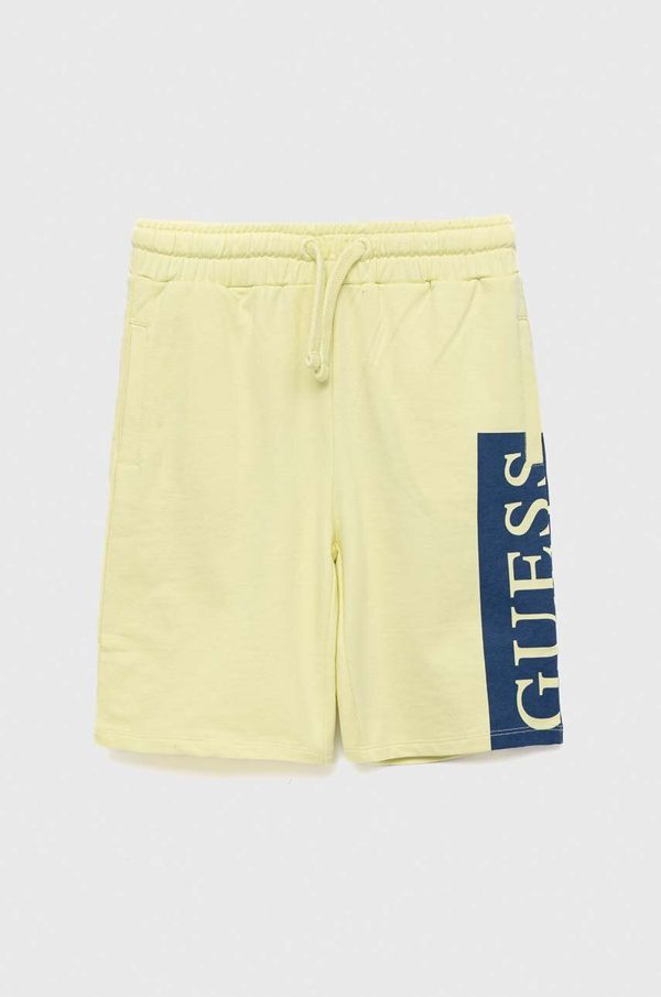 Guess Otroške bombažne kratke hlače Guess zelena barva