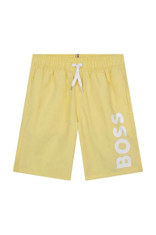 Boss Otroške kopalne kratke hlače BOSS rumena barva