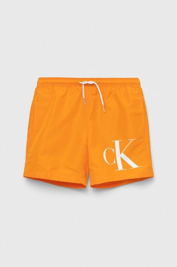 Calvin Klein Jeans Otroške kopalne kratke hlače Calvin Klein Jeans oranžna barva