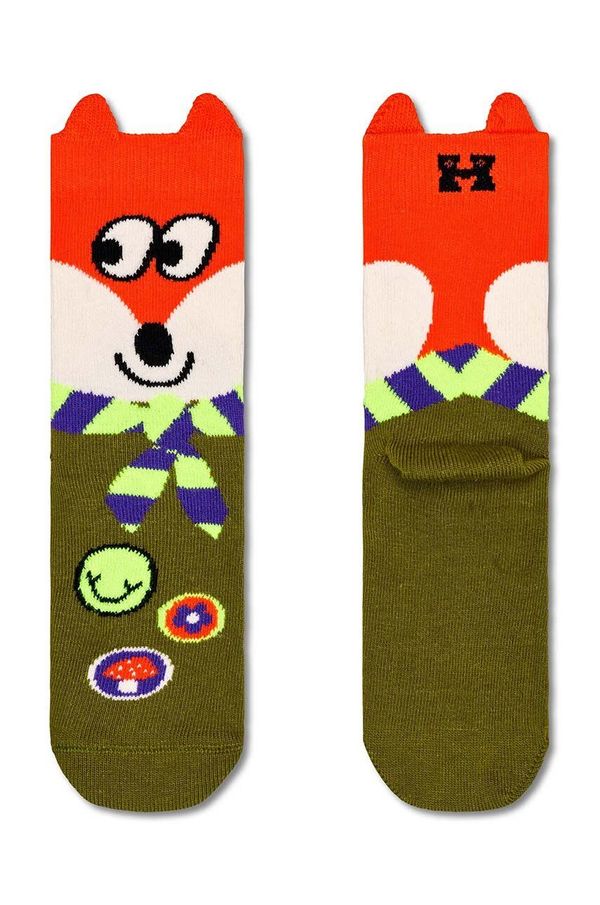 Happy Socks Otroške nogavice Happy Socks Fox Scout zelena barva