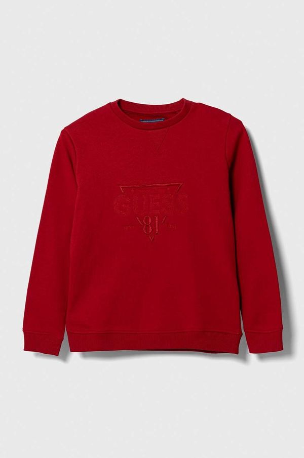 Guess Otroški bombažen pulover Guess rdeča barva