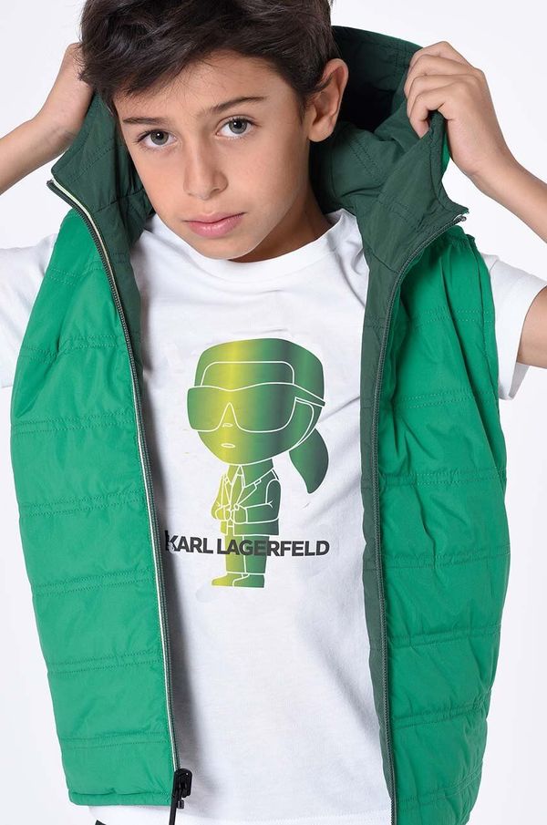 Karl Lagerfeld Otroški dvostranski brezrokavnik Karl Lagerfeld zelena barva