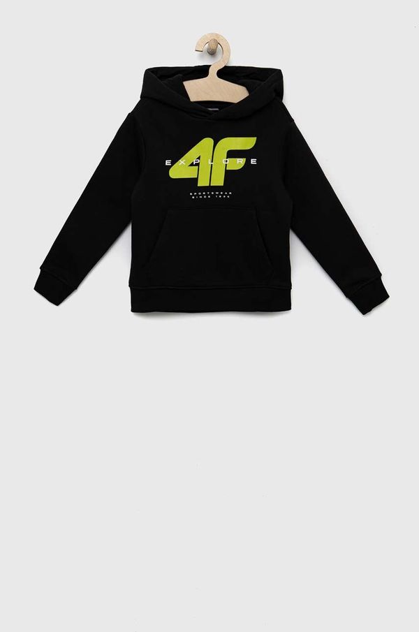 4F Otroški pulover 4F črna barva, s kapuco