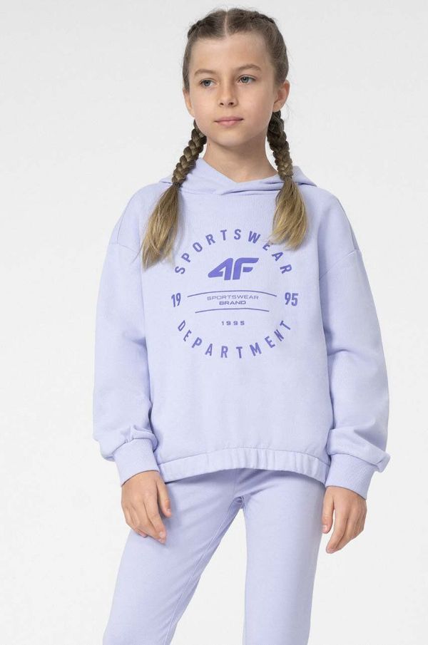 4F Otroški pulover 4F vijolična barva, s kapuco