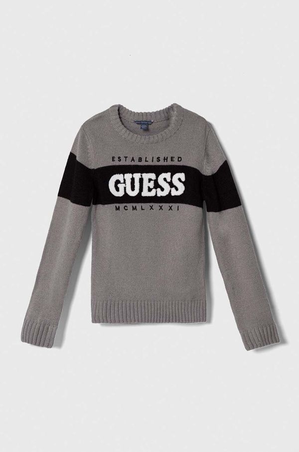 Guess Otroški pulover Guess siva barva