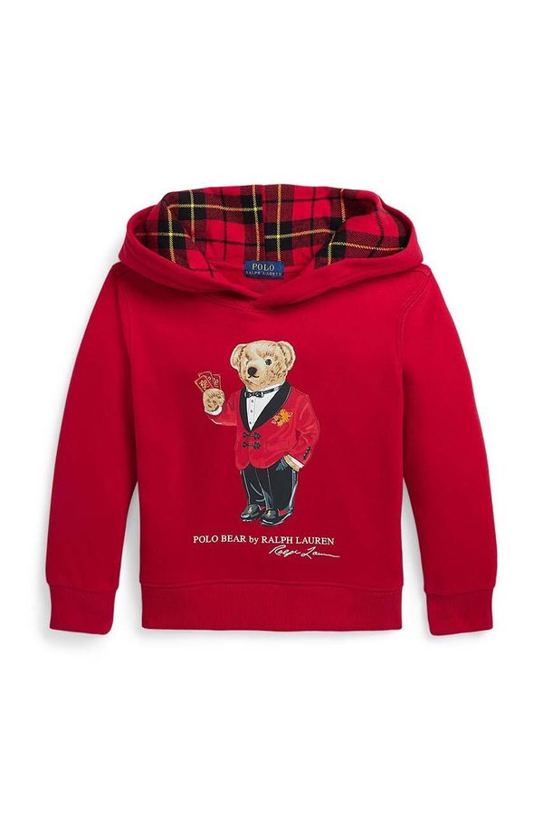 Polo Ralph Lauren Otroški pulover Polo Ralph Lauren rdeča barva, s kapuco