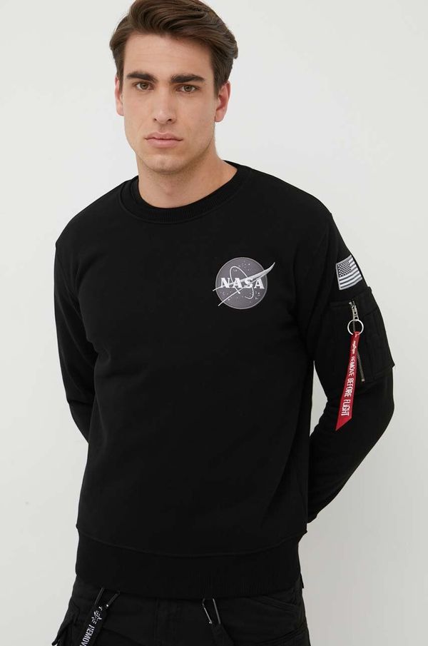 Alpha Industries Pulover Alpha Industries Space Shuttle Sweater moška, črna barva, 178307.03