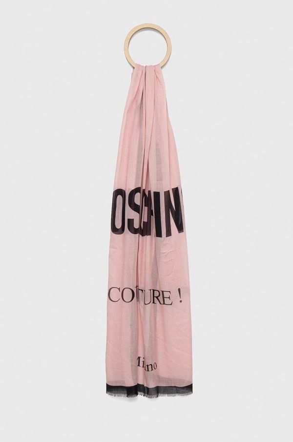 Moschino Šal s primesjo svile Moschino roza barva