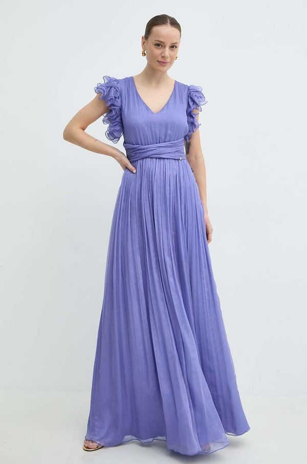 Nissa Svilena obleka Nissa vijolična barva, RS14802