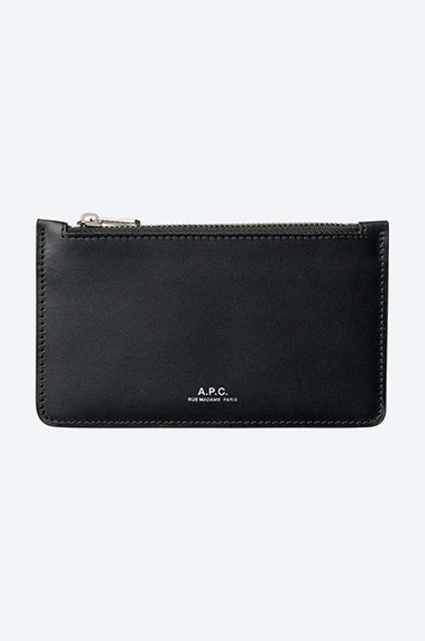 A.P.C. Usnjena denarnica A.P.C. črna barva