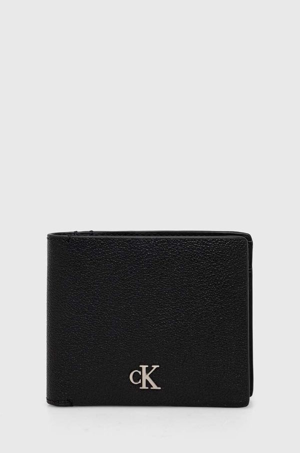 Calvin Klein Jeans Usnjena denarnica Calvin Klein Jeans moški, črna barva
