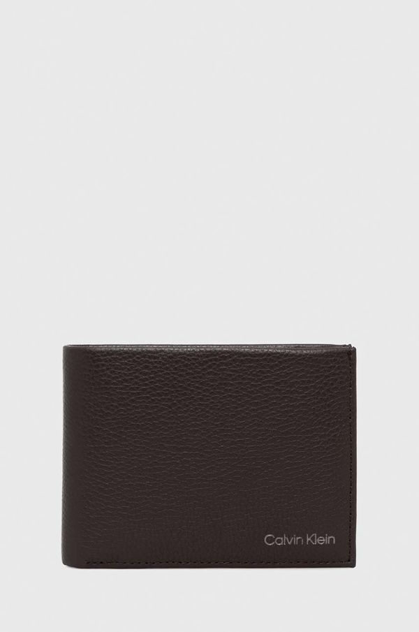 Calvin Klein Usnjena denarnica Calvin Klein moški, rjava barva