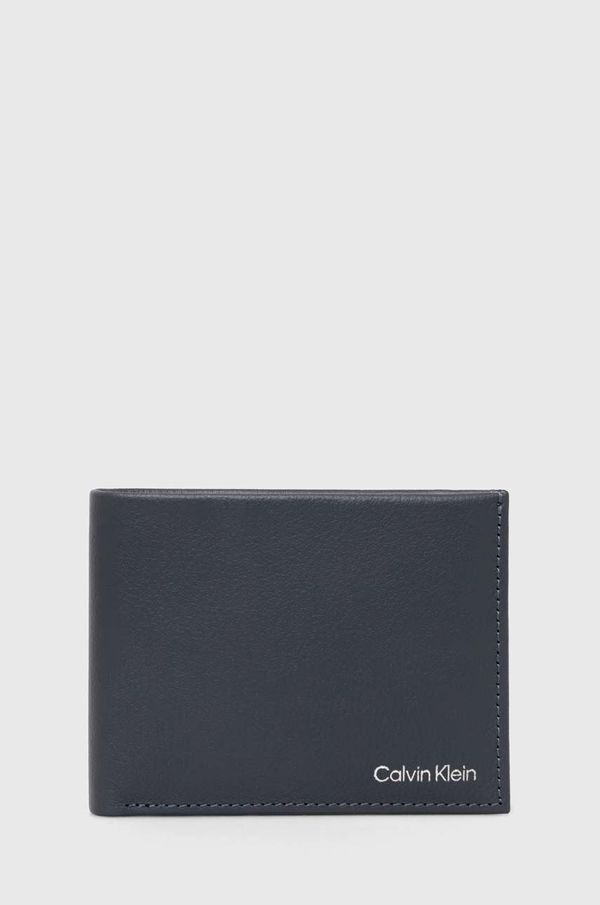 Calvin Klein Usnjena denarnica Calvin Klein moški, siva barva