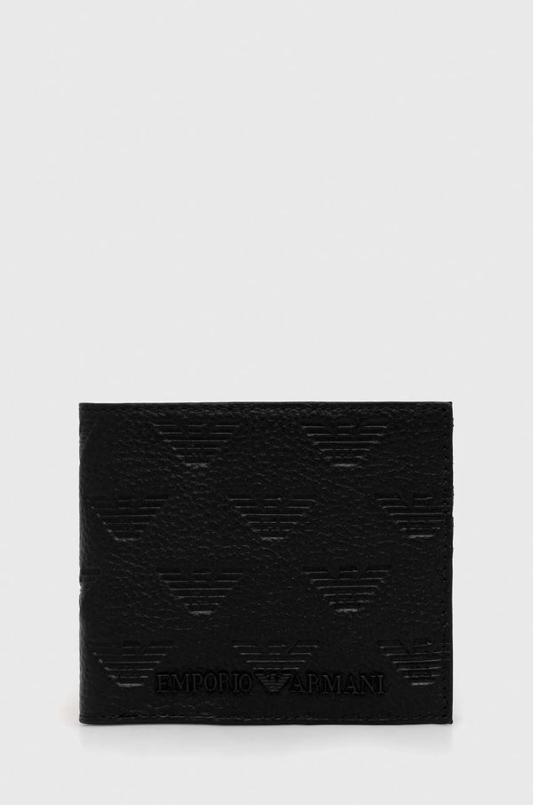 Emporio Armani Usnjena denarnica Emporio Armani moški, črna barva