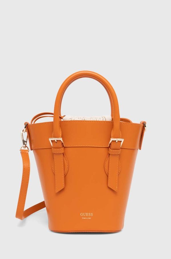 Guess Usnjena torbica Guess DIANA oranžna barva, HWDIAA L4269