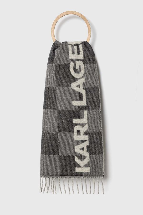 Karl Lagerfeld Volnen šal Karl Lagerfeld siva barva