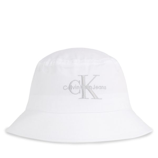 Calvin Klein Jeans Klobuk Calvin Klein Jeans Monogram Bucket Hat K60K611029 White/Silver Logo 0LI