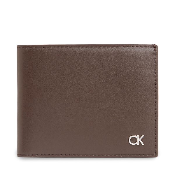 Calvin Klein Velika moška denarnica Calvin Klein Metal Ck K50K511692 Dark Brown Slg BAW