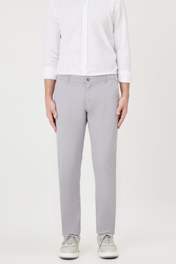 AC&Co / Altınyıldız Classics AC&Co / Altınyıldız Classics Men's Gray Slim Fit Slim Fit Side Pocket Cotton Flexible Chino Trousers