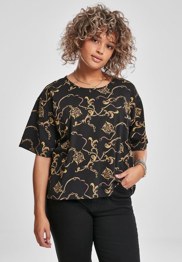 UC Curvy AOP Women's T-Shirt Luxury Print Short Oversized Luxury Black