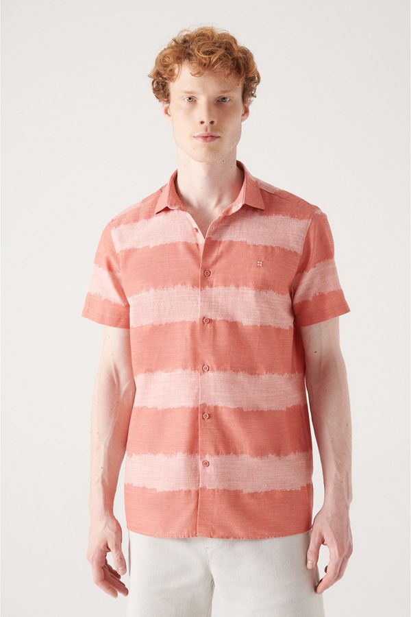Avva Avva Men's Pale Pink Cotton Short Sleeve Shirt