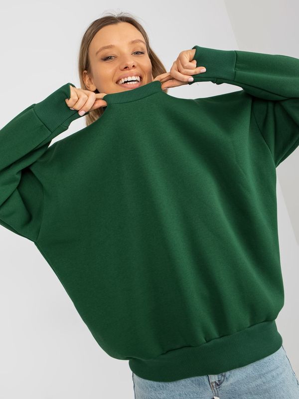 Fashionhunters Basic dark green oversize sweatshirt
