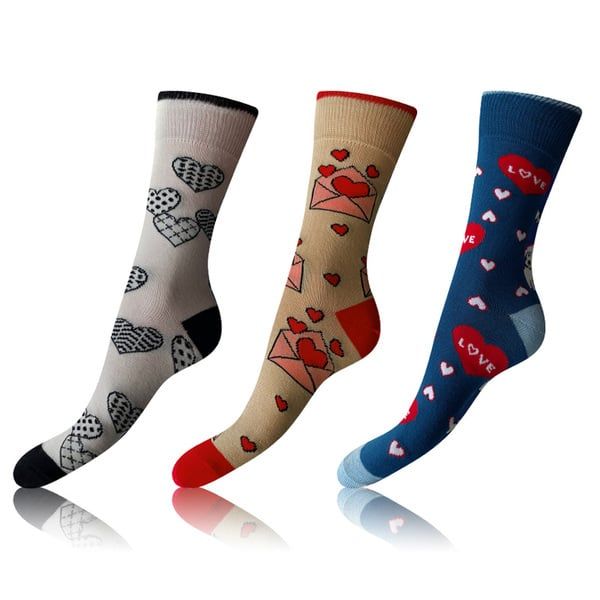 Bellinda Bellinda CRAZY SOCKS 3x - Fun crazy socks 3 pairs - blue - white - red