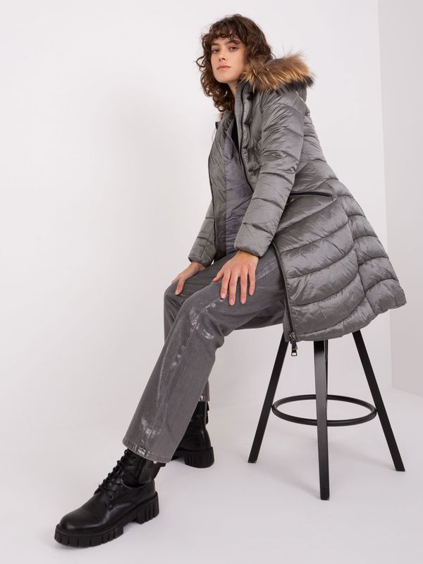Fashionhunters Dark grey quilted winter jacket