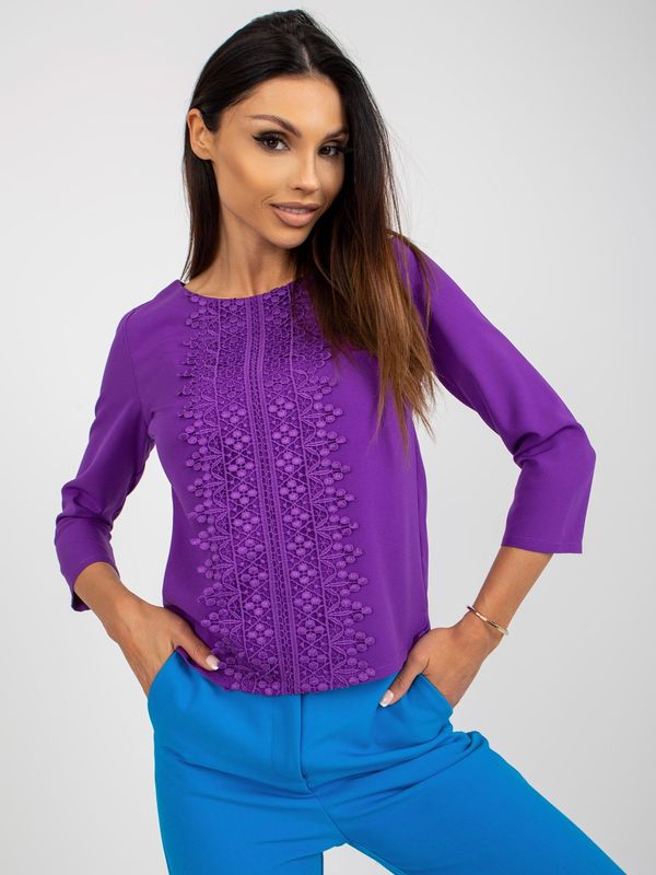 Fashionhunters Dark purple formal blouse with lace