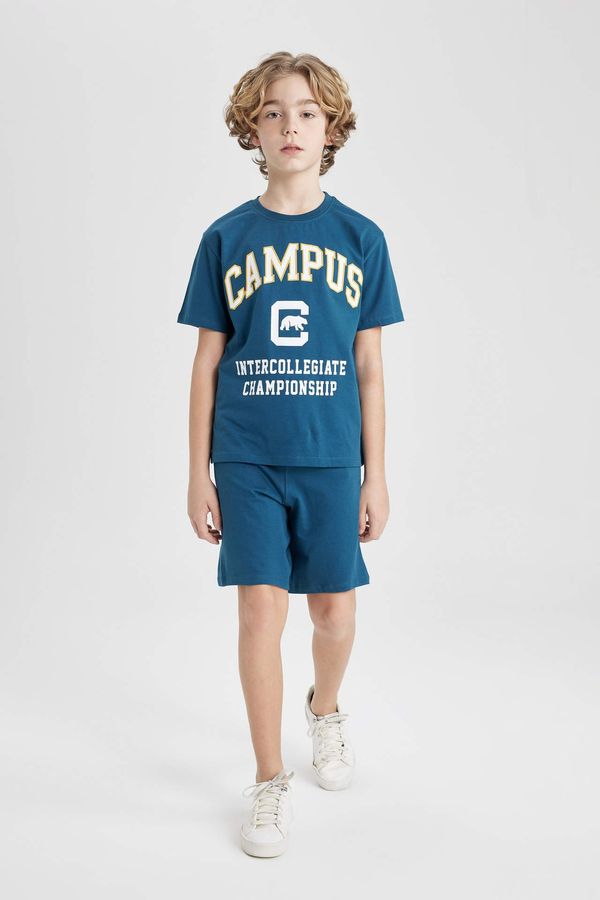 DEFACTO DEFACTO Boy Printed Short Sleeve T-Shirt Shorts 2 Piece Set