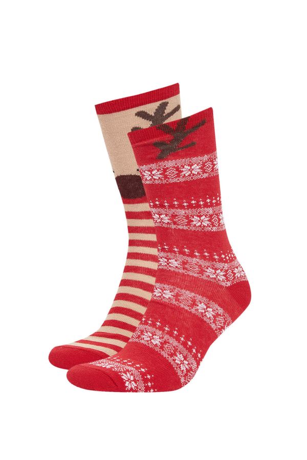 DEFACTO DEFACTO Women's Christmas Themed Cotton 2-Pack Long Socks