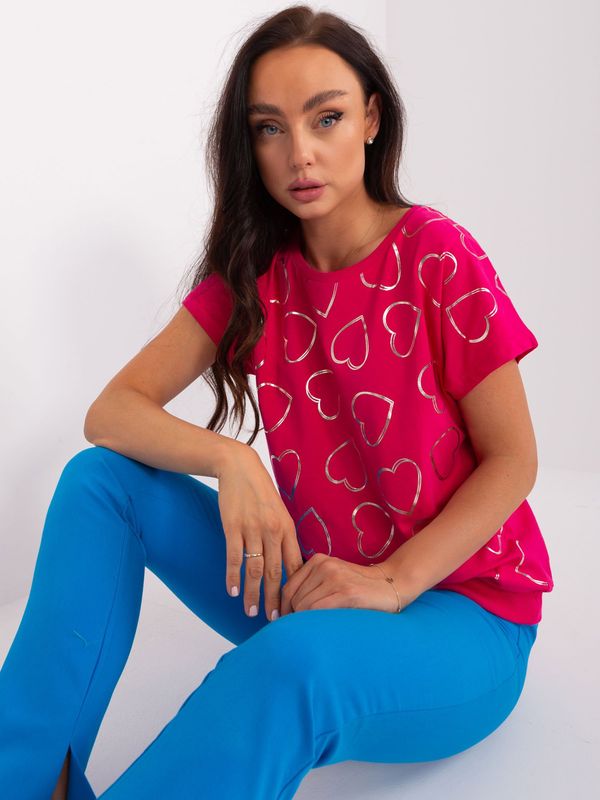 Fashionhunters Fuchsia blouse with glossy print