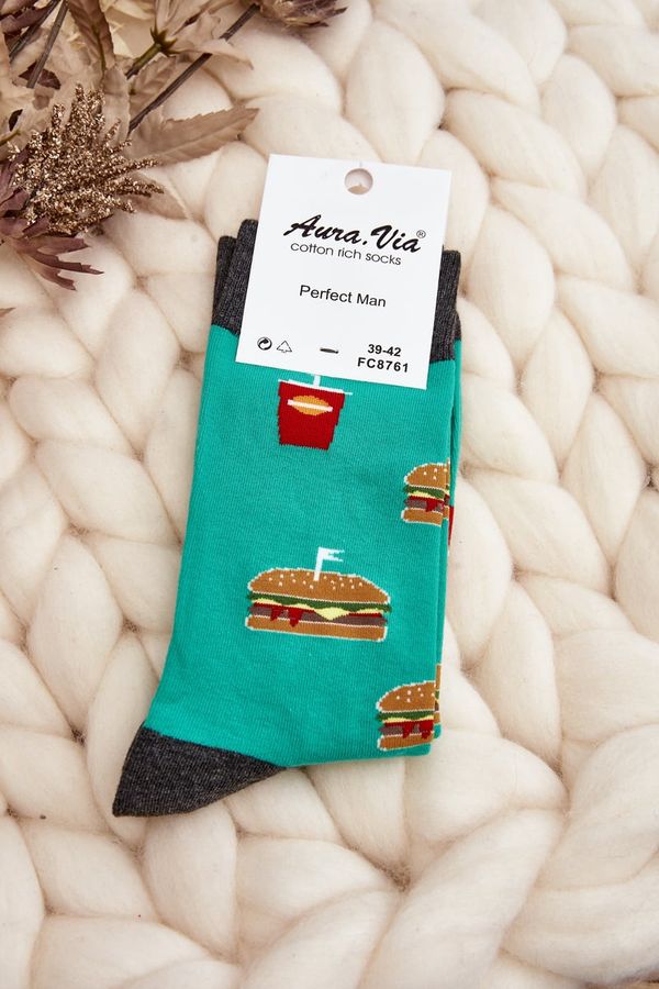 Kesi Hamburger Men's Green Socks