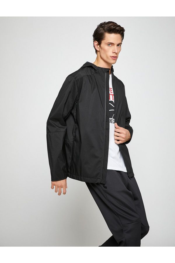 Koton Koton Basic športna jakna prevelike velikosti s kapuco z zadrgo